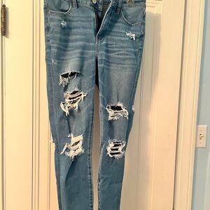 American Eagle Outfitters Blue Skinny Distressed Jeans